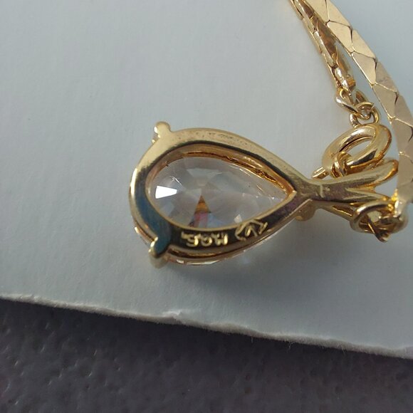 Vargas H.G.E. Faux Diamond Tear Drop Necklace Vintage 1940's 17 Inches - Picture 7 of 11